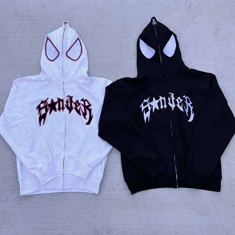 Full Zip Up Spider Hoodie Women Men Streetwear Harajuku Graphic Oversized Jacket Hood Shirt Punk Gothic Y2K Clothes Sweatshirt W260626 - view 6