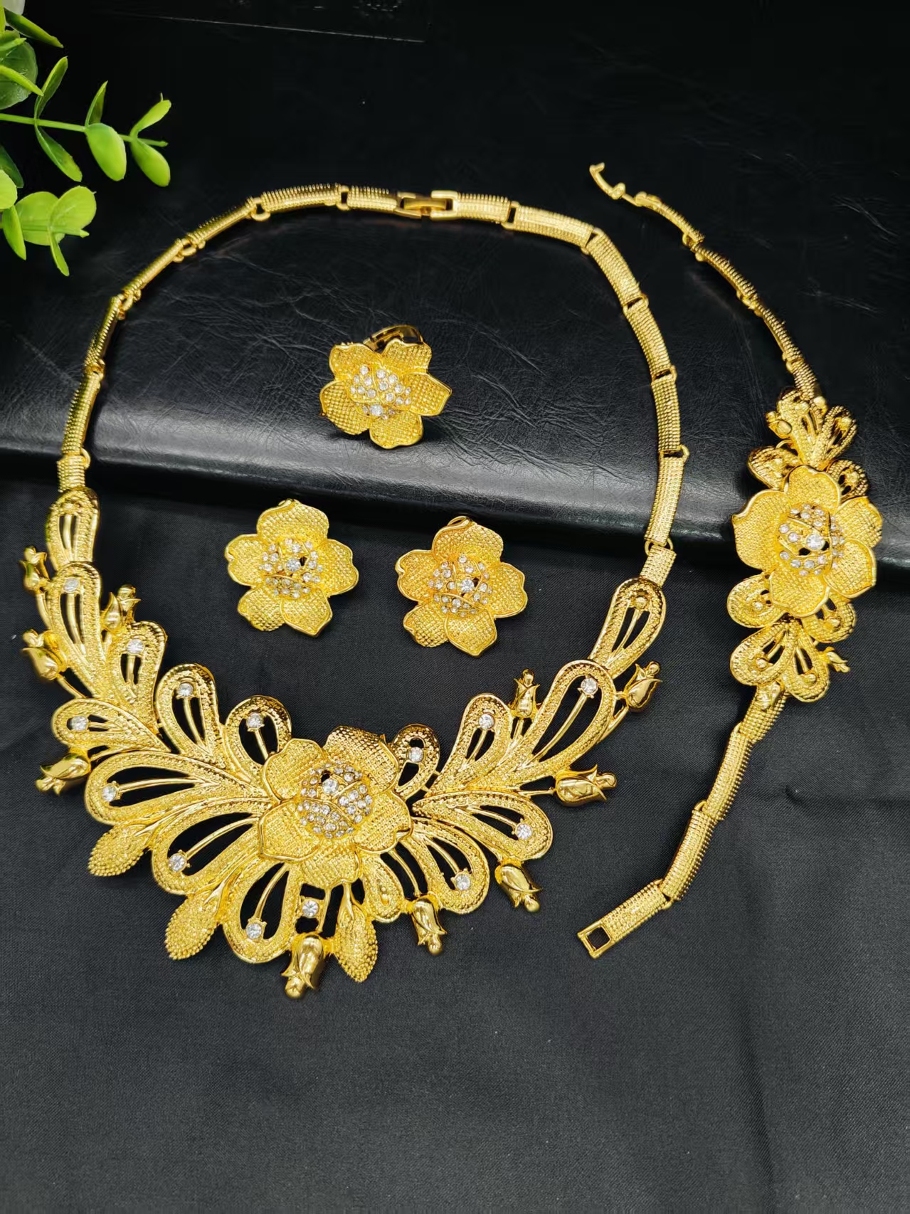 New Dubai African Necklace Earrings Jewelry Set For Women 24K Gold Plated Indian Nigeria Bridal Wedding Party Jewellery - view 3