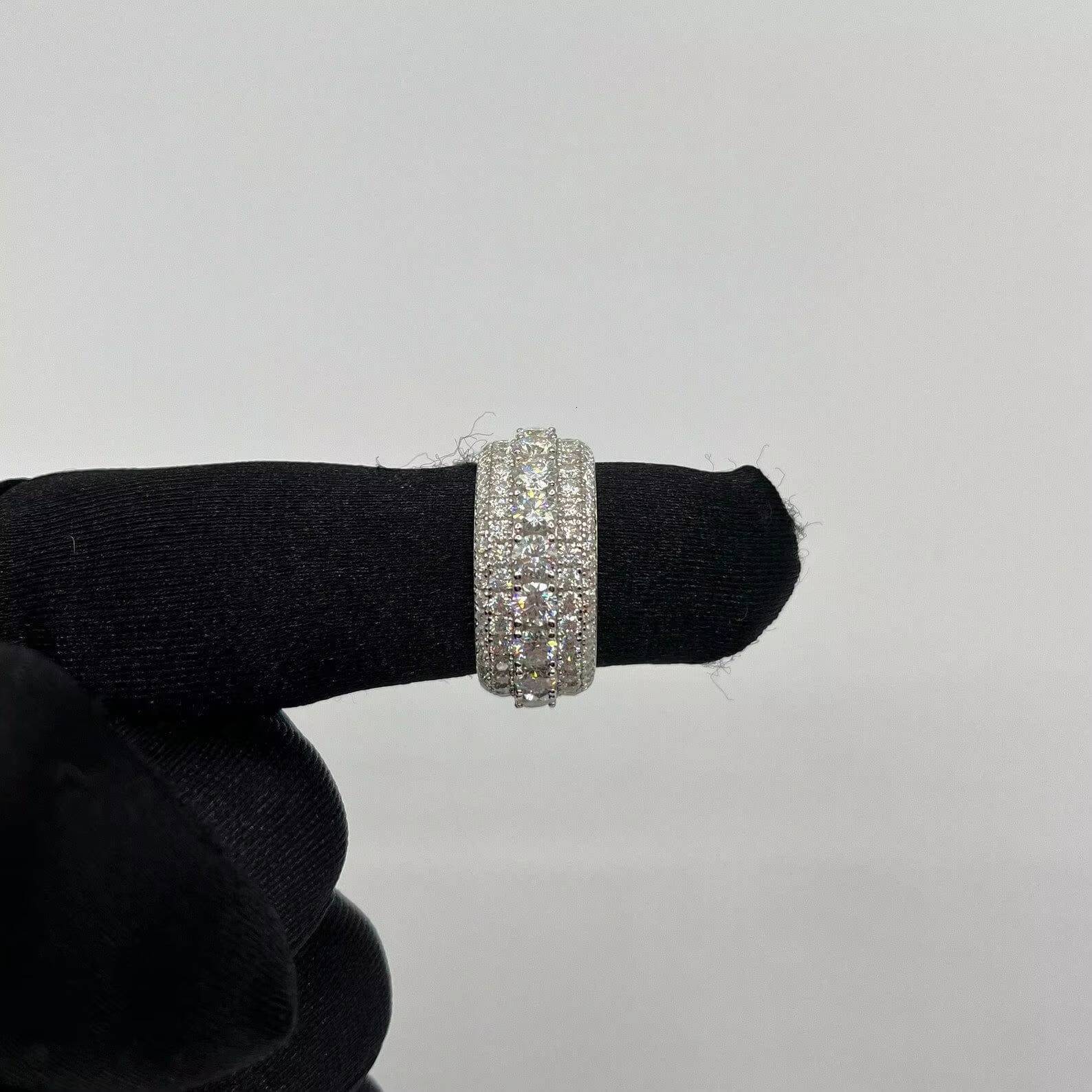 VVS 5 Rows Moissanite ICED Mens Solid 925 Silver Moissanite Pinky Hip Hop Ring for Sale at Affordable Prices - view 6