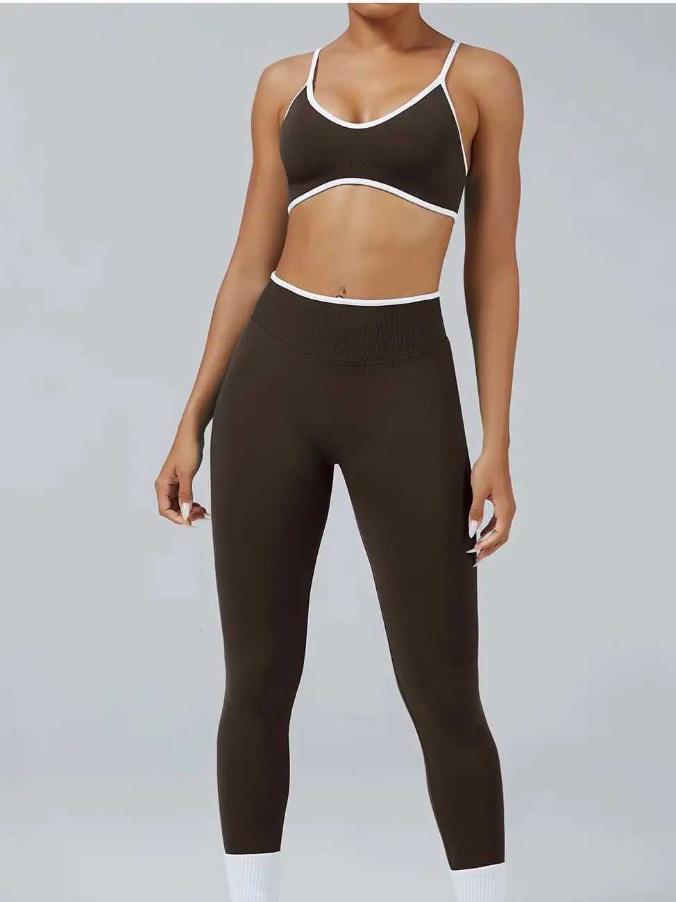 Set Womens Color Block Yoga Sports Bra High Waisted Shorts Butt Lifting Tummy Control Workout Gym Fitness Running Activewear M260626 - view 4