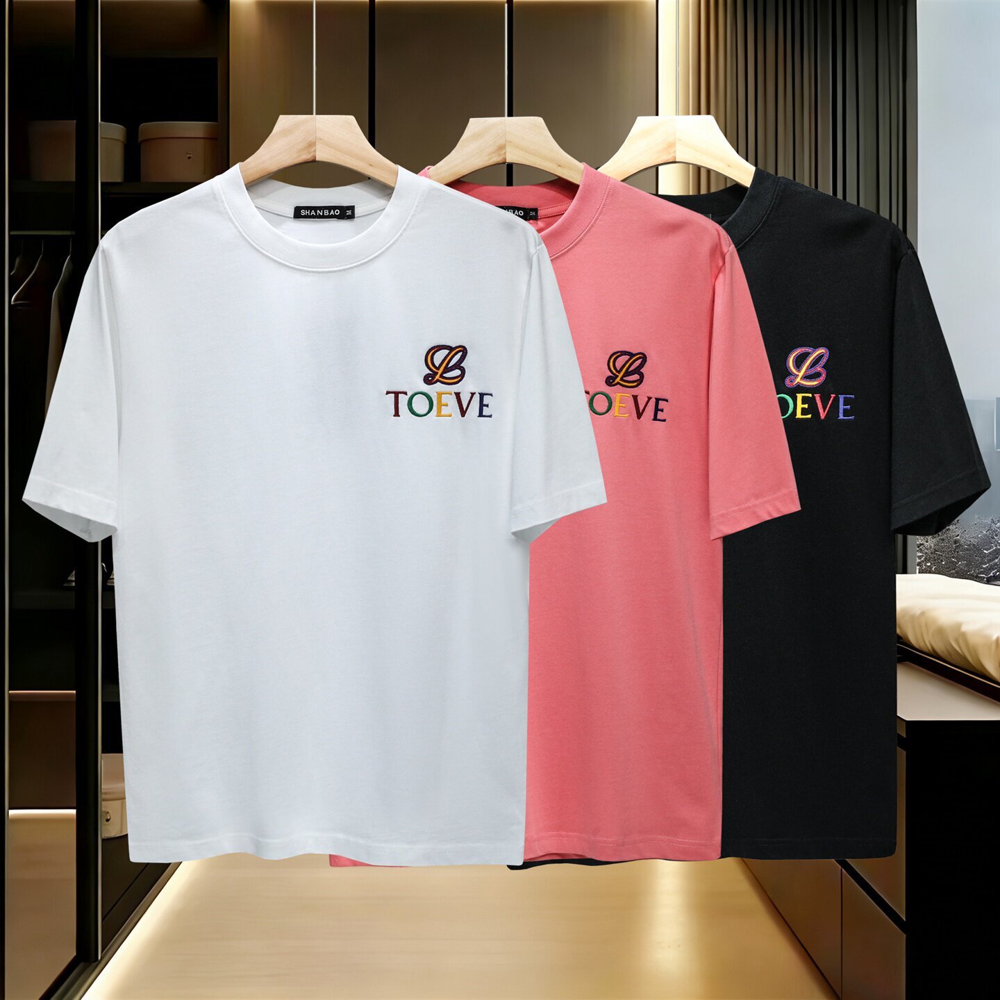 Men's Summer Tees, Punk Cotton-Blend Short-Sleeve T-Shirt with Letter Embroidery, White Slightly Loose Crew Neck Streetwear Top for Vacation, Casual W - view 5