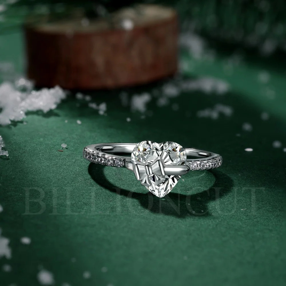 925 Sterling Silver Romantic Heart Bow Ring Delicate Shining Inlaid n Sweet y Engagement Ring for Women Jewelry 260625 - view 5