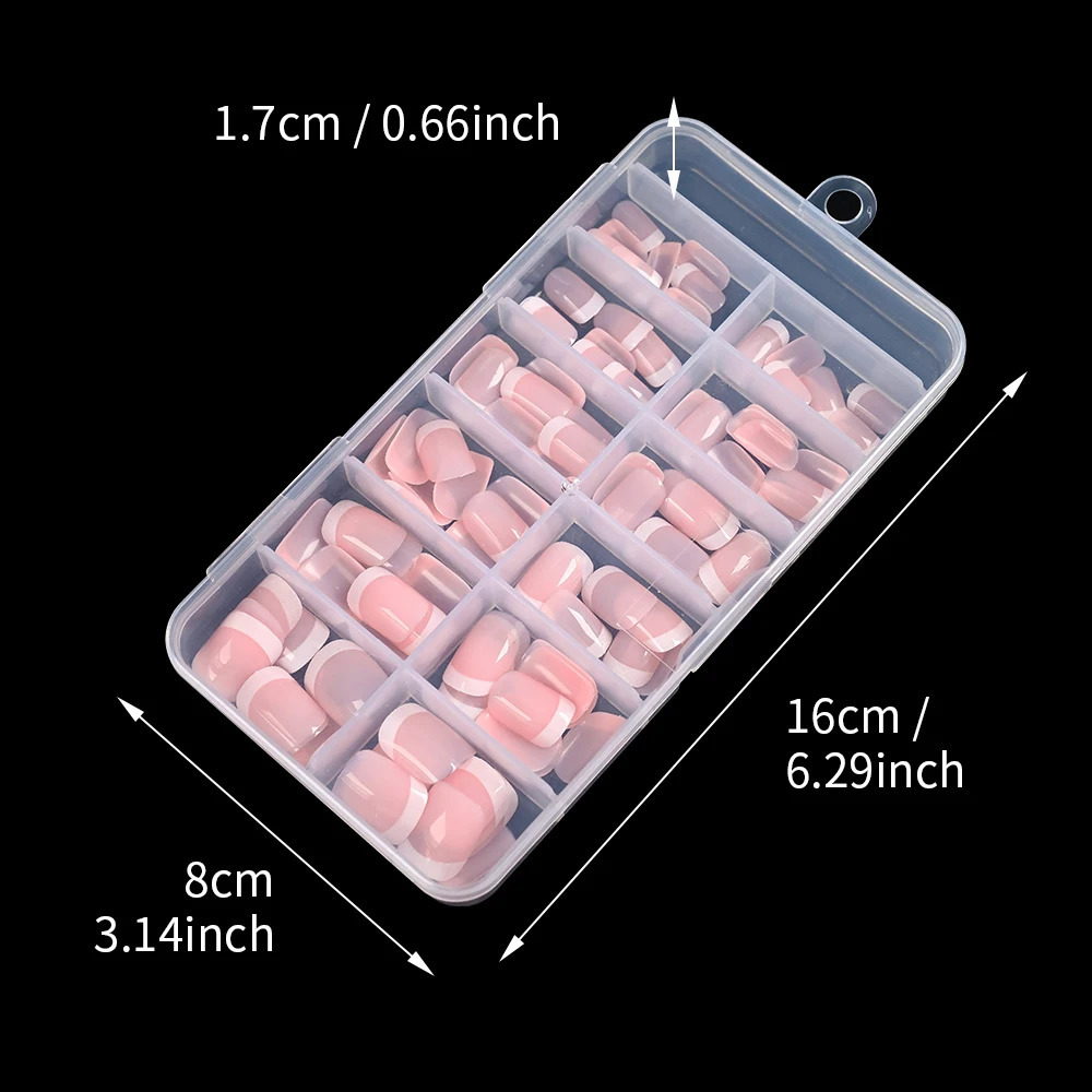120Pcs Pink French Short Square False Nails 12-Sizes Full Cover Press On Nails Wearable Detachable Finished Fake Fingertips TD 260626 - view 7