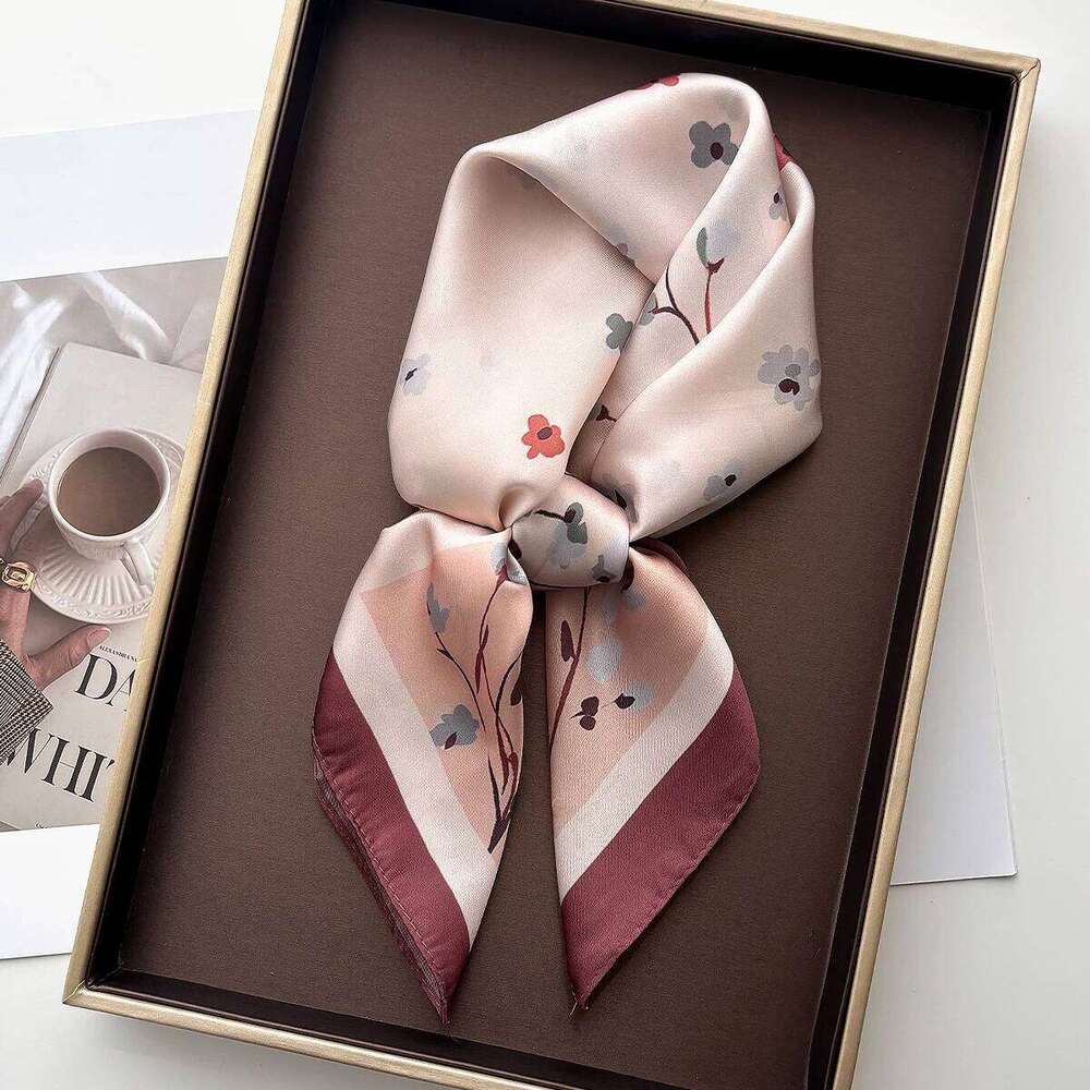 Elegant Floral Women Silk Imitation Scarf Satin Neckerchief Foulard Square Hairbands Female Scarves Shawls Wraps 26Y06226 - view 6