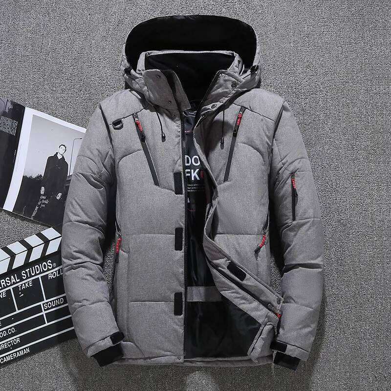 Winter Mens White Duck Down Warm Hooded Thick Slim Fit Puffer Jacket Coat Male Casual High Quality Overcoat Thermal J260626 - view 5