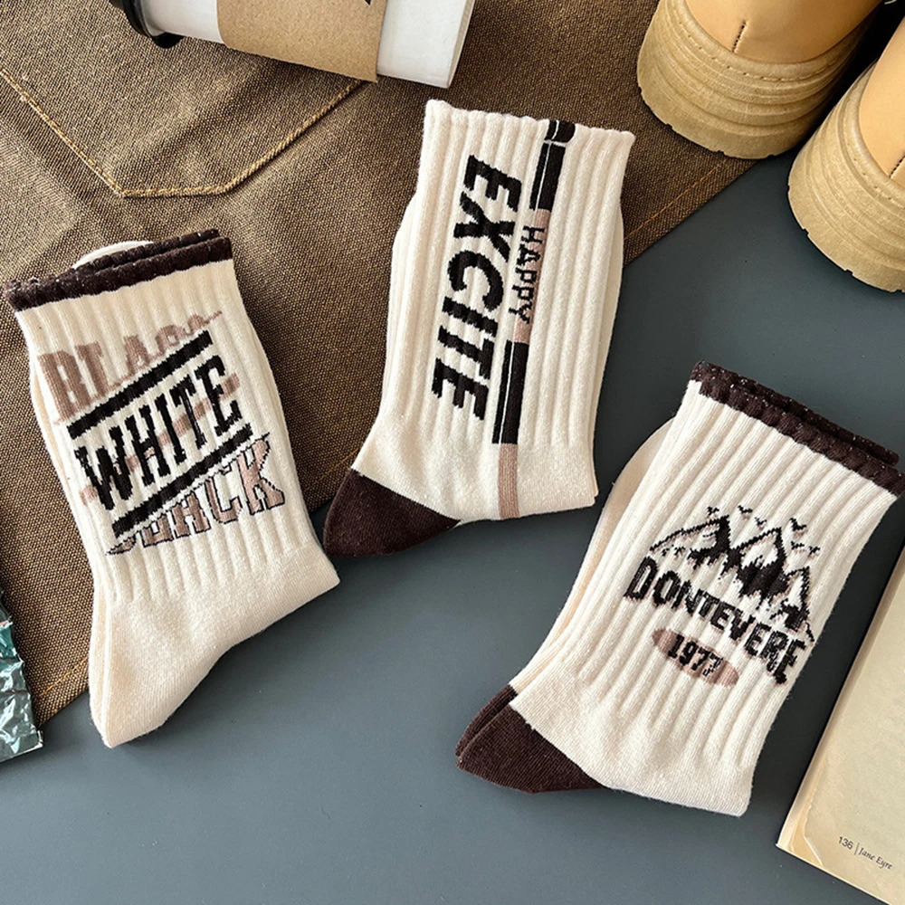 8 Pairs Spring Autumn Men Women Letter Printed Mid Tube Socks Soft Comfortable Breathable Fashionable All Season Casual 260622 - view 6