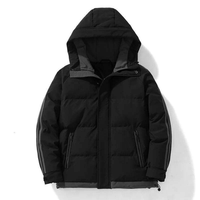2024 New Men with Plush and Thickened Two Bar Cotton Jacket for Men, Hooded Bre J260626 - view 4