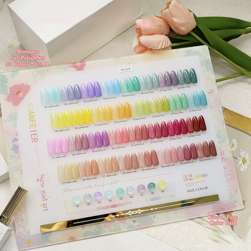 32 Colors Jelly Milk Nail Gel Polish Set Macaron Candy Color Ice Translucent UV LED Soak Off Manicure Varnish Nail Art DIY Salon - view 3