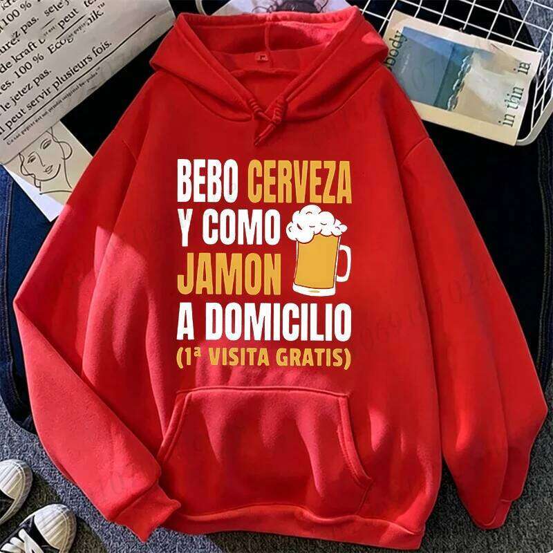 New Autumn Winter Sports Style Hooded Sweatshirt BEBO CERVEZA Y COMO JAMON A DOMICILIO Fashionable Trendy Men's Hoodies Tops W260626 - view 6