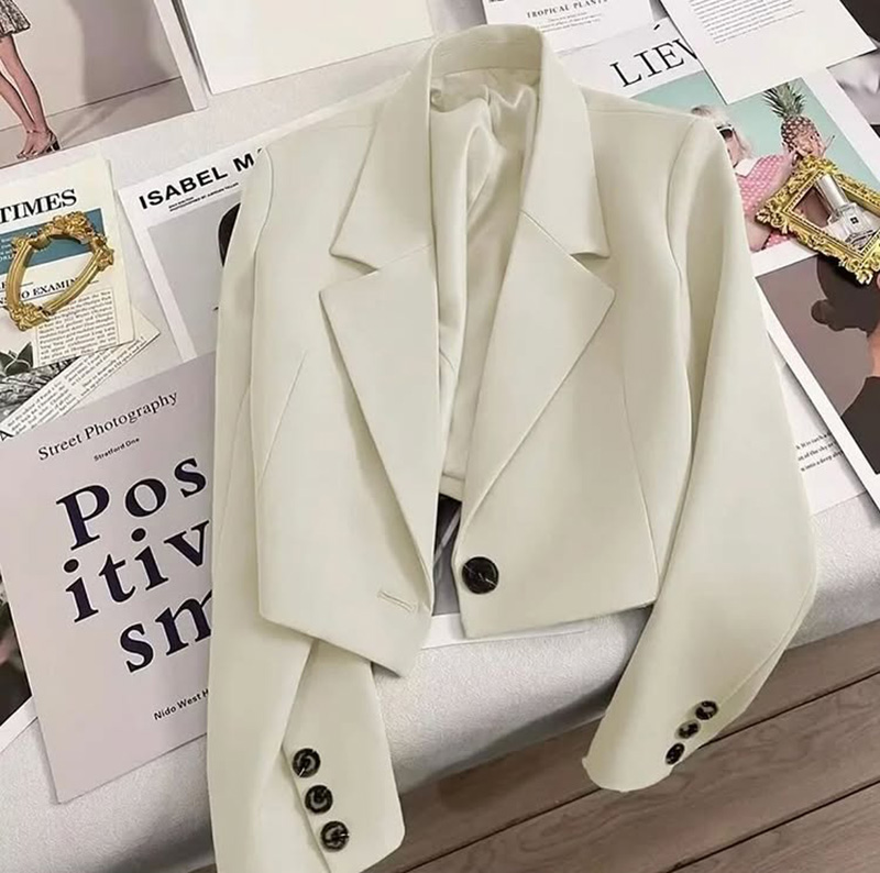 Women's Business Casual Blazer Long Sleeve Lapel Collar Cropped Blazer Jacket for Work Office SF063 - view 4