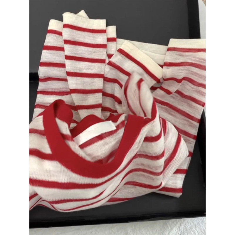 Super Comfortable Flattering~ Skin-Friendly And Breathable Tencel Linen Striped Knit T-Shirt For Women, Sun Protection Cover-Up Sun Protection Clothin - view 4