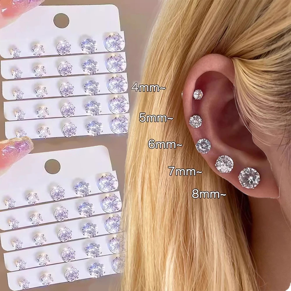 1 Pair Crystal Strong Magnetic Ear Stud Clip Earrings for Men Women Punk Round Zircon Magnet Non Piercing Jewelry 260623