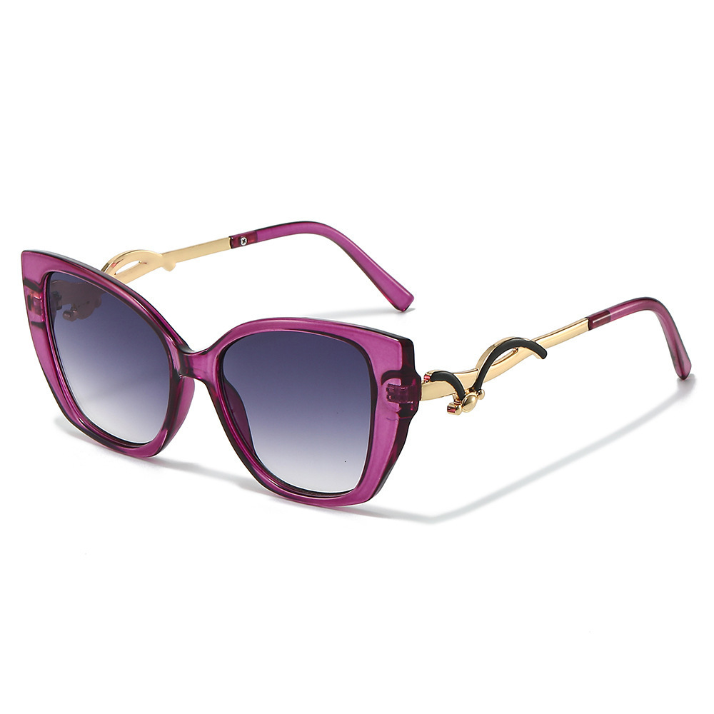 2026 New Cat-Eye Fashion European And American Style Large Frame With Wavy Metal Decorations Ins Sunglasses For Women - view 3