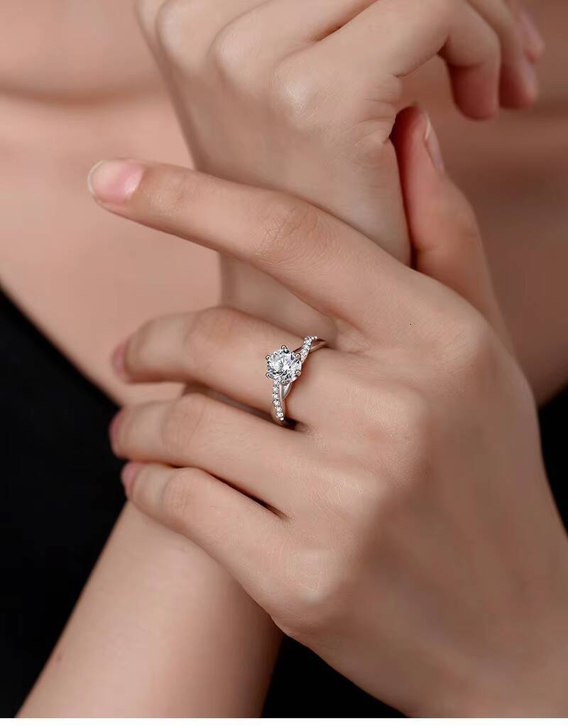 Wholesale Custom Mossanite Jewelry 1ct Silver 925 Engagement Wedding Rings Lab Grown Diamond Promise Women Ring - view 4