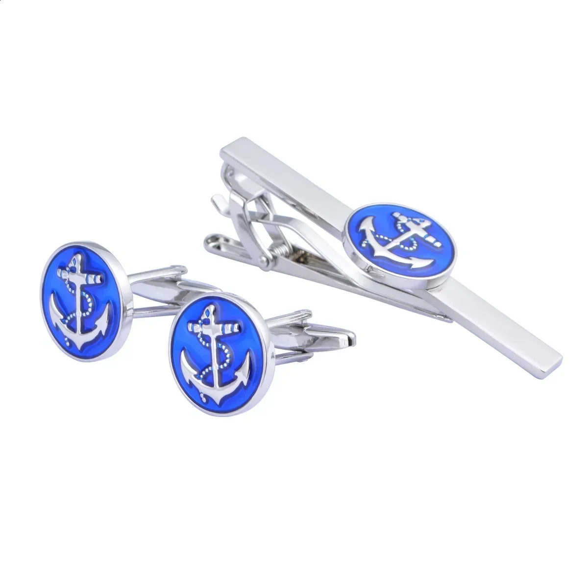Fashion French Style Cufflinks Blue Black Gold Color Anchor Cuff Links Tie Clip Business Cocktail Party Mens Accessories 260626 - view 4