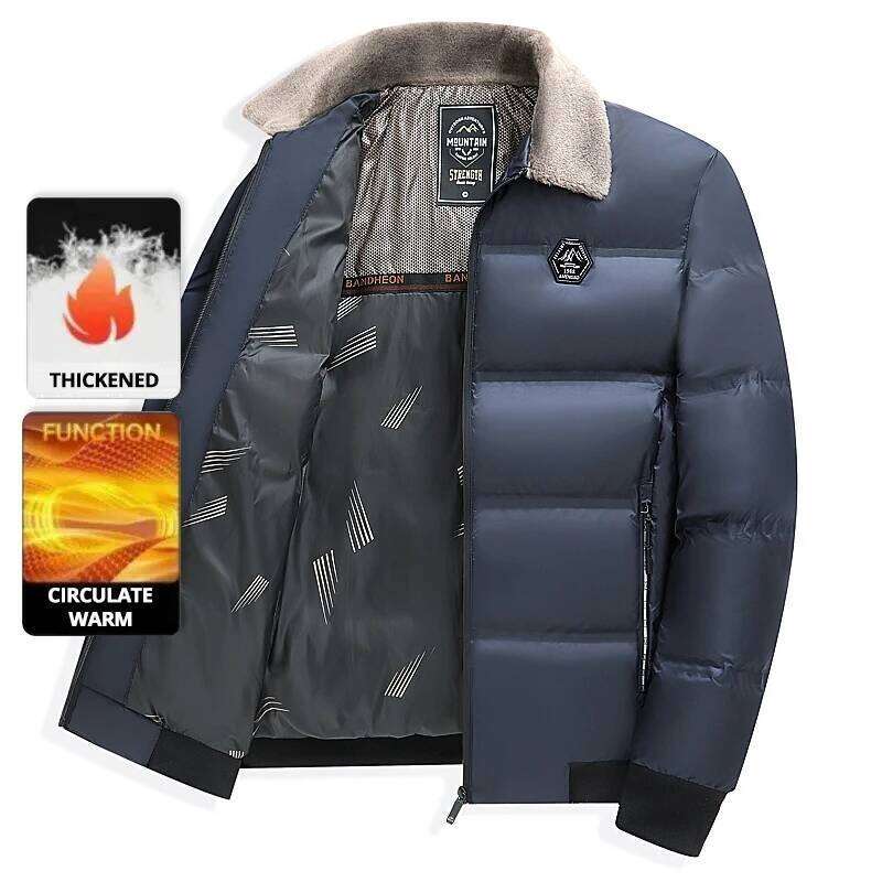 Top Grade Middle-aged Men's Bubble Puffer Parka Jacket Windbreaker Coat Winter Plus Velvet Thickened Short Outerwear J260626 - view 3
