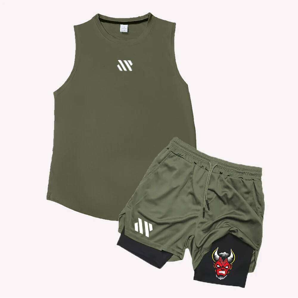 Summer Breathable Sports Men's Sleeveless Shorts Loose Quick Drying T-Shirt Short Quarter Pants Casual Running Suit 2025 26Y0626 - view 7