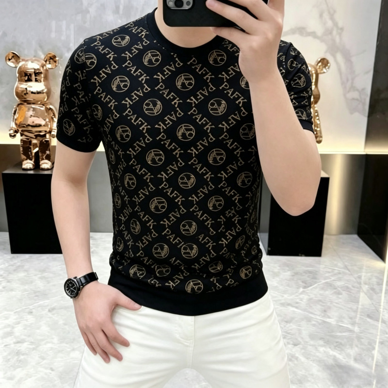 Luxury Personalized Summer New Men's Fashion Versatile Printed Round-Neck Breathable Short-Sleeve T-Shirt, Trendy And Stylish - view 3