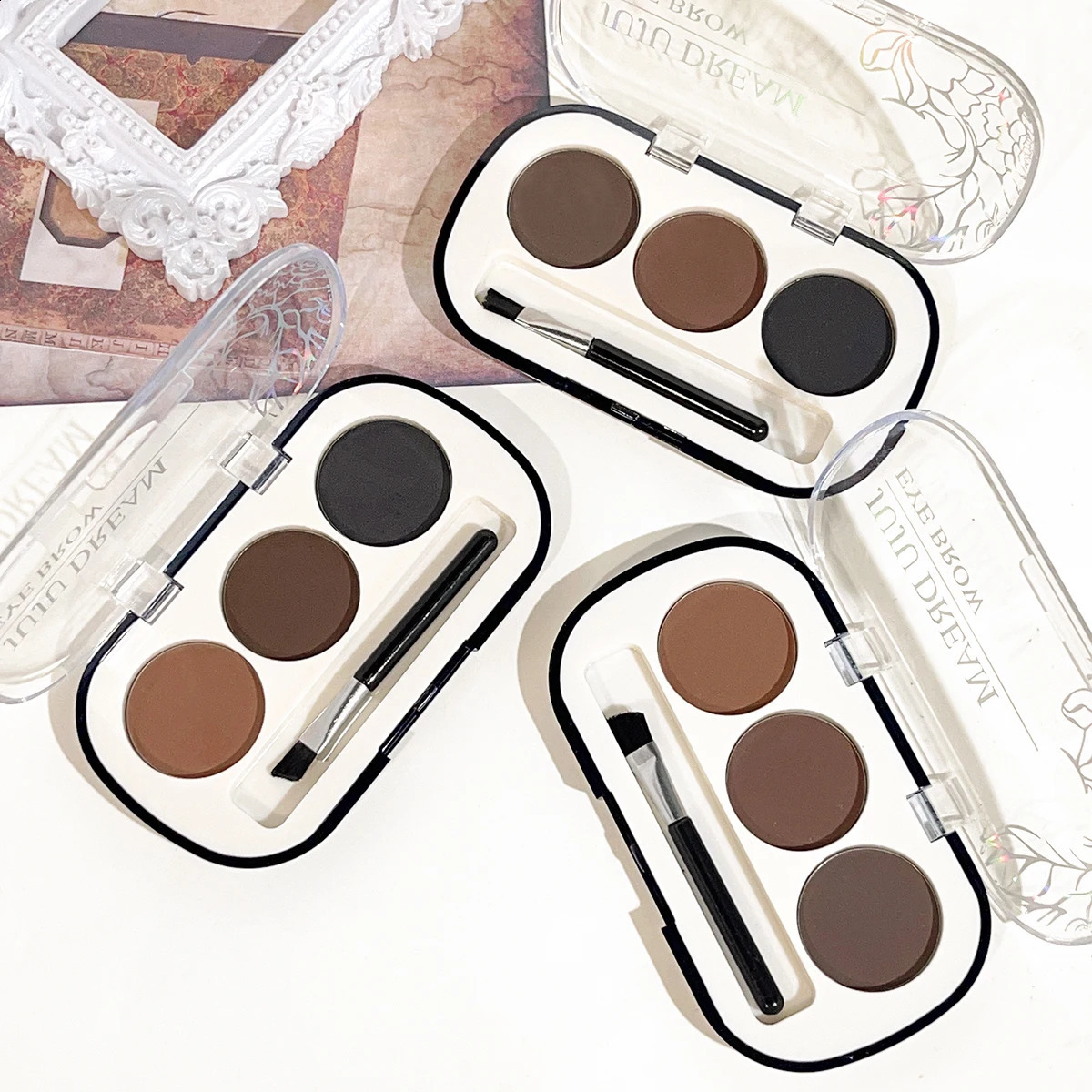 Three-color eyebrow powder pan eyebrow cream lasting waterproof and sweat-proof beginner eyebrow powder female 260626 - view 6