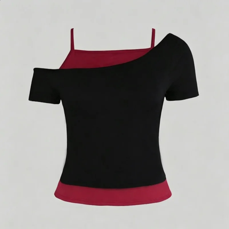 American retro style twopiece n Tshirt with summer fashion pattern womens short sleeved top 260626 - view 4