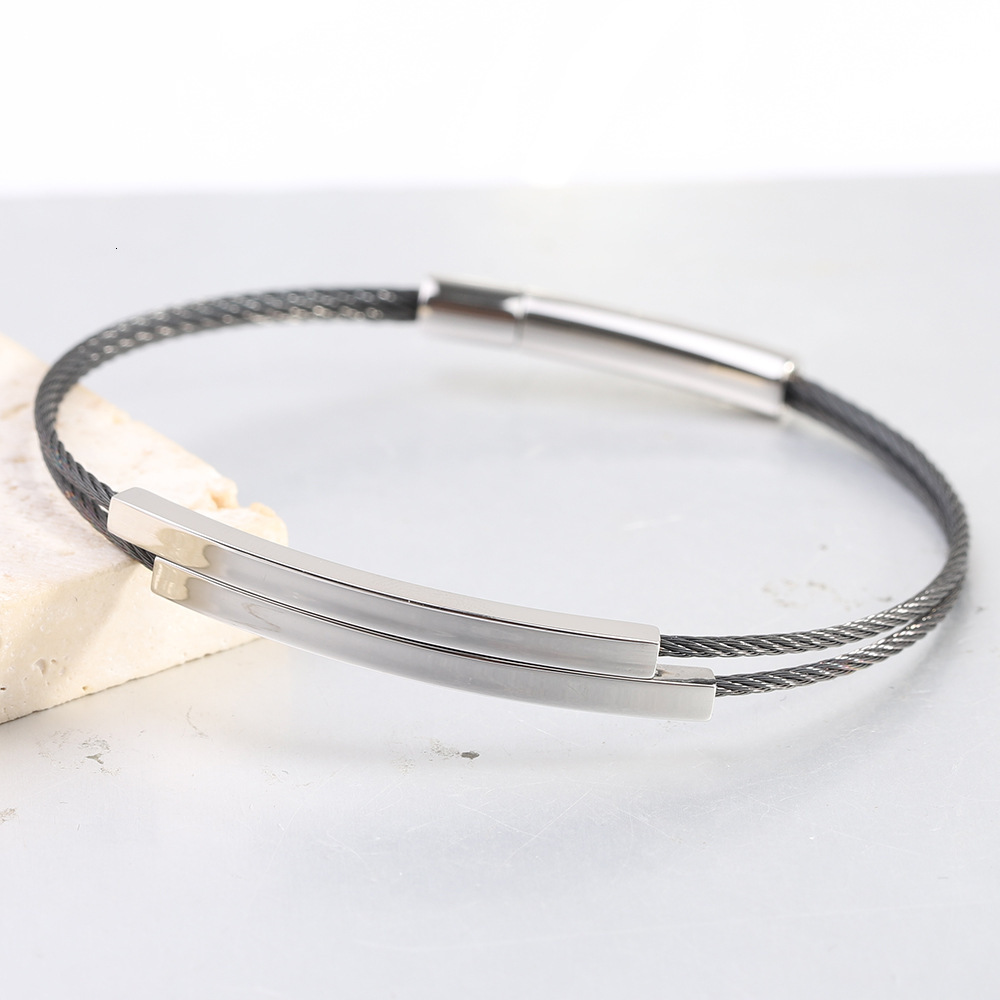 3mm Round Double-layer Cable Stainless Steel Bracelet With Wire Clasp For Women Simple And Versatile Simple Design Bangle Hand Jewelry Bijoux Gifts Wh - view 8