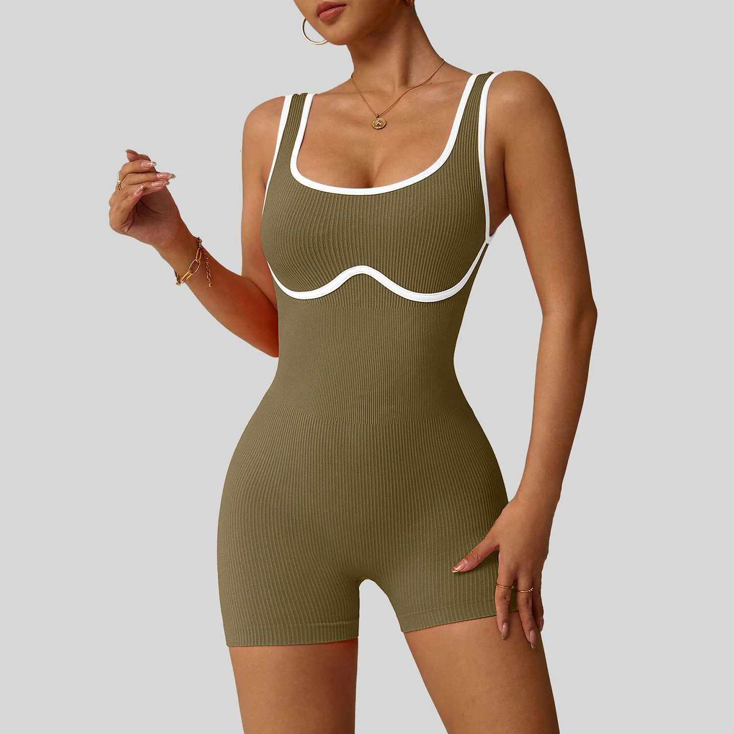 Suit Color-Block Workout One-Piece Yoga for Women - Fitness Running High-Waisted Quick-Dry Tummy Control Leggings M260626 - view 4