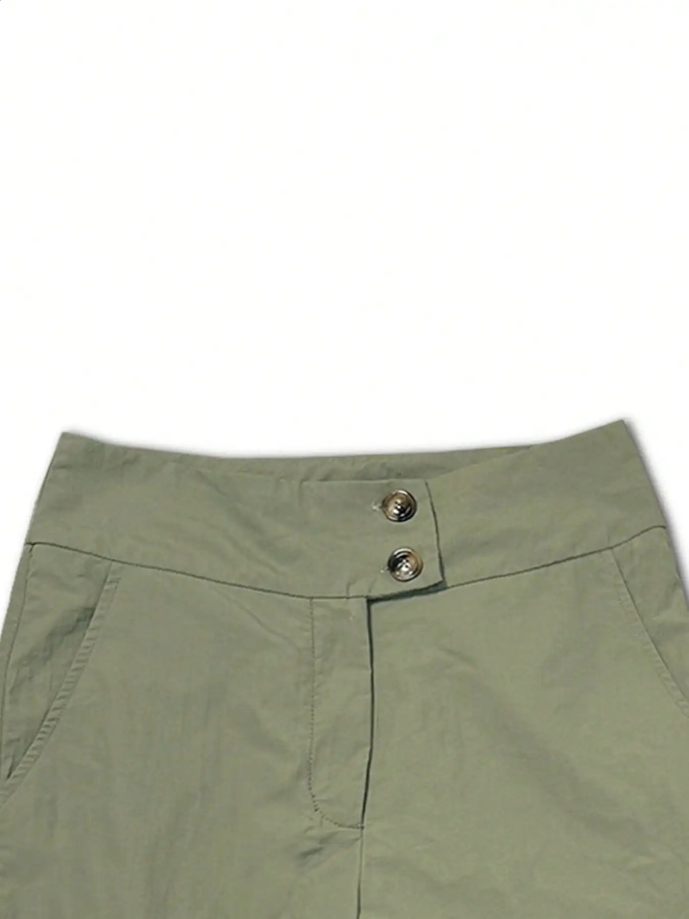 Womens olive green cargo jogging pants highwaisted with double buttons 260625 - view 6