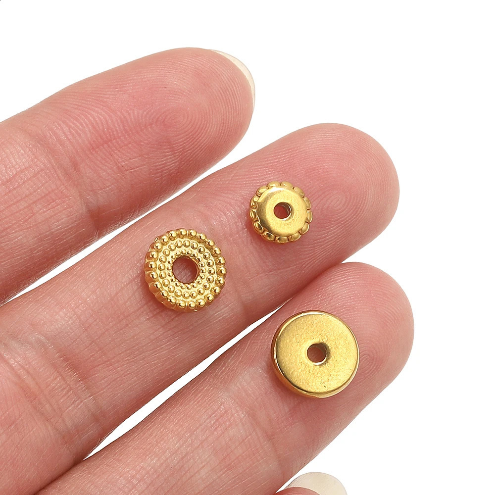 20pcs Stainless Steel Gold Spacer Beads For Bracelet Jewelry Making DIY Flat Round Loose Beads Handmade Jewelry Supplies Craft 260623 - view 7