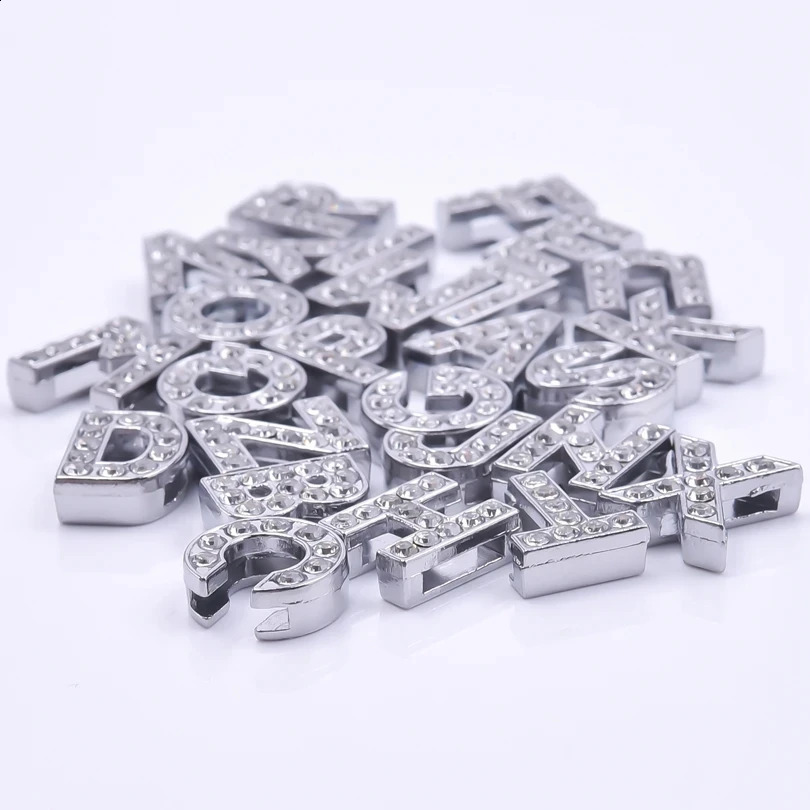 50PC/lot Hole 8mm 10mm slide letter A-Z diy slide charm alloy alphabet Fit For bracelet keychains jewelrys making 260623 - view 3