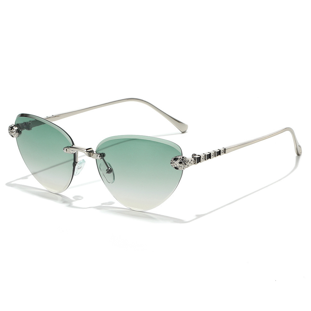 2026 New Cat-Eye Fashion European And American Style Personalized Rimless Ins Fox Triangle Sunglasses For Women