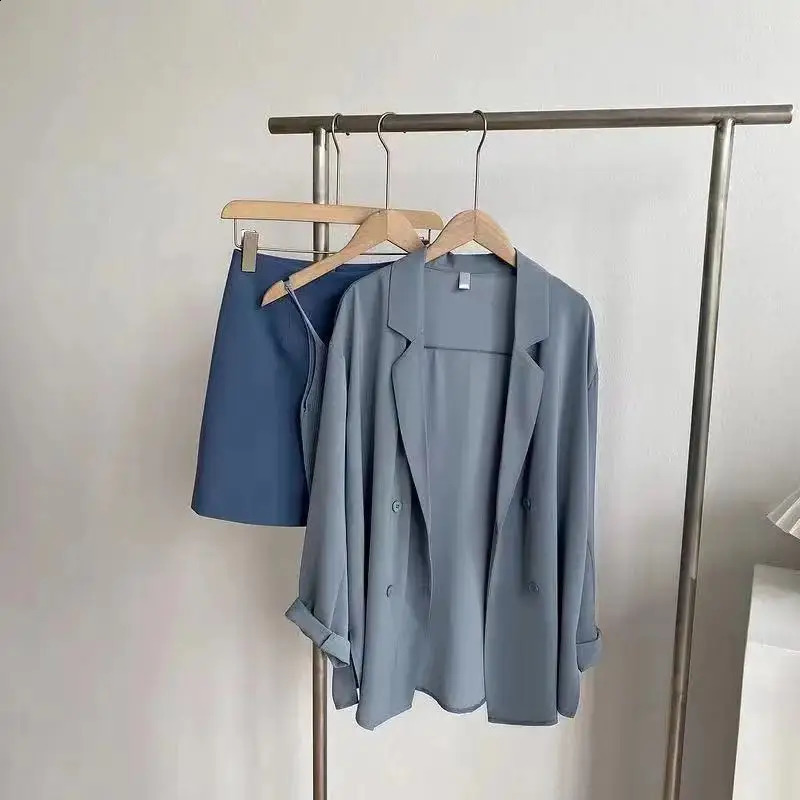 Womens Clothing Long Sleeve Solid Color Notched Loose Elegant Fashion Casual Korean Blazers Spring Summer Thin Temperament Tops 260626 - view 6