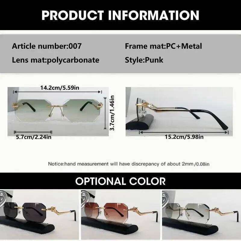 Fashion Square Rimless Sunglasses Men Women Vintage Rectangular Eyewear UV400 Brand Designer Sun Glasses Travel Shades 26Y0626 - view 3