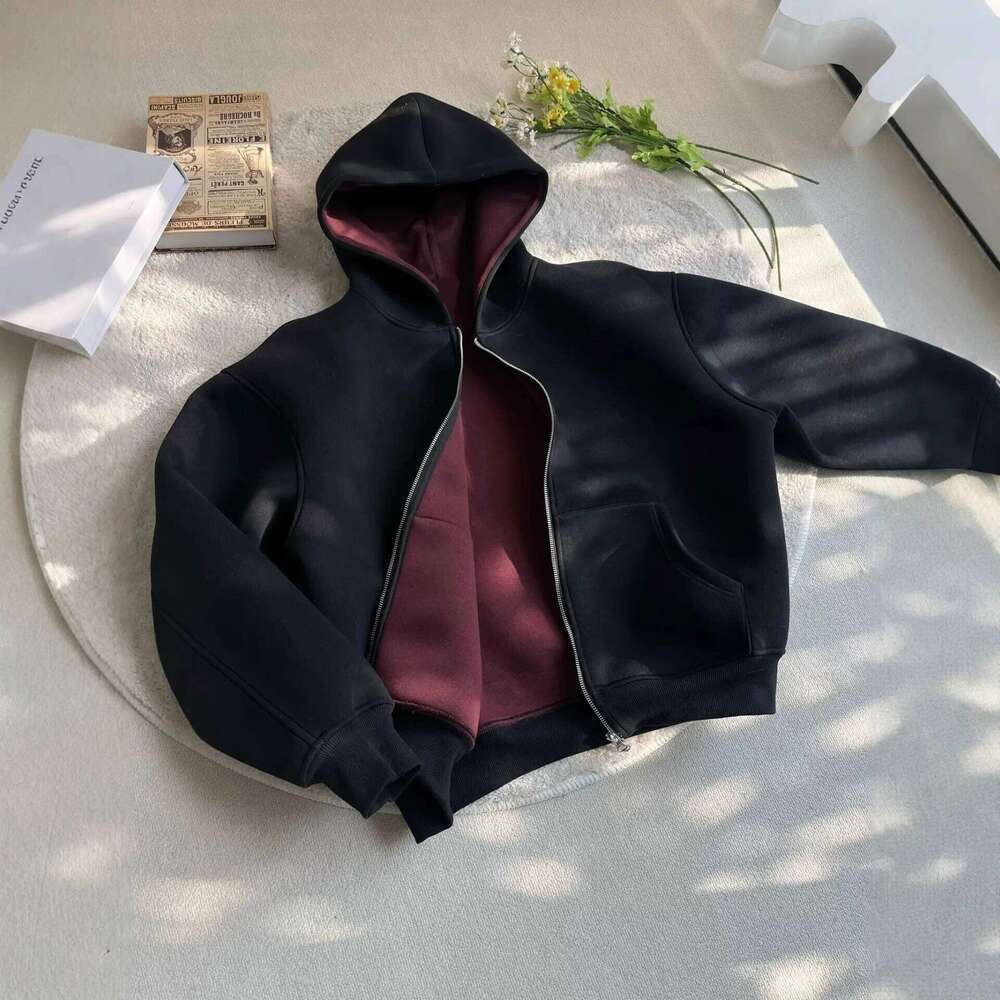 Mens 1200G Air Layer Hoodie Jacket Double Sided Zipper Cardigan Casual Korean Version Heavyweight y2k hoodie Hooded sweatshirt W260626 - view 4