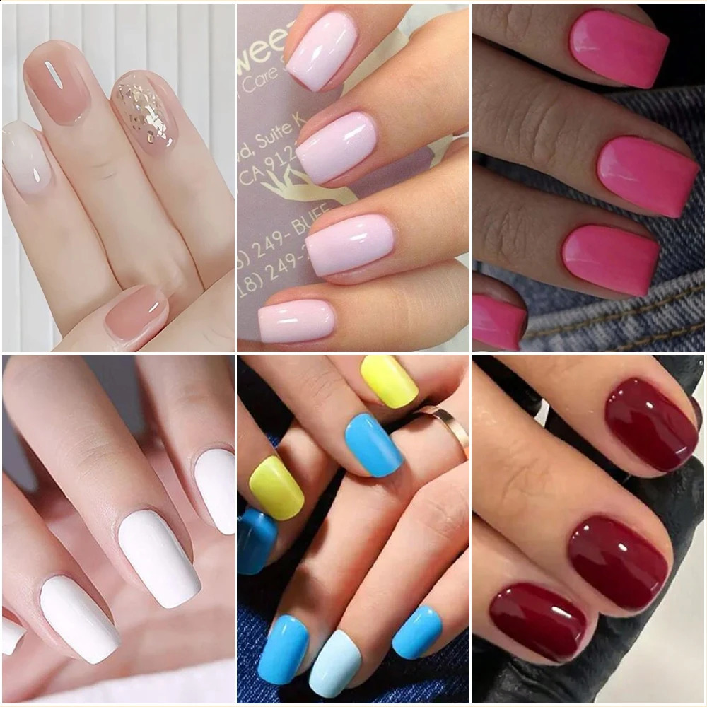 576pcs/Box Colorful Fake Nails Black Red n Fake Nail Oval Short Square Press On False Nails Mixed Full Cover Nail Tips 260626 - view 4