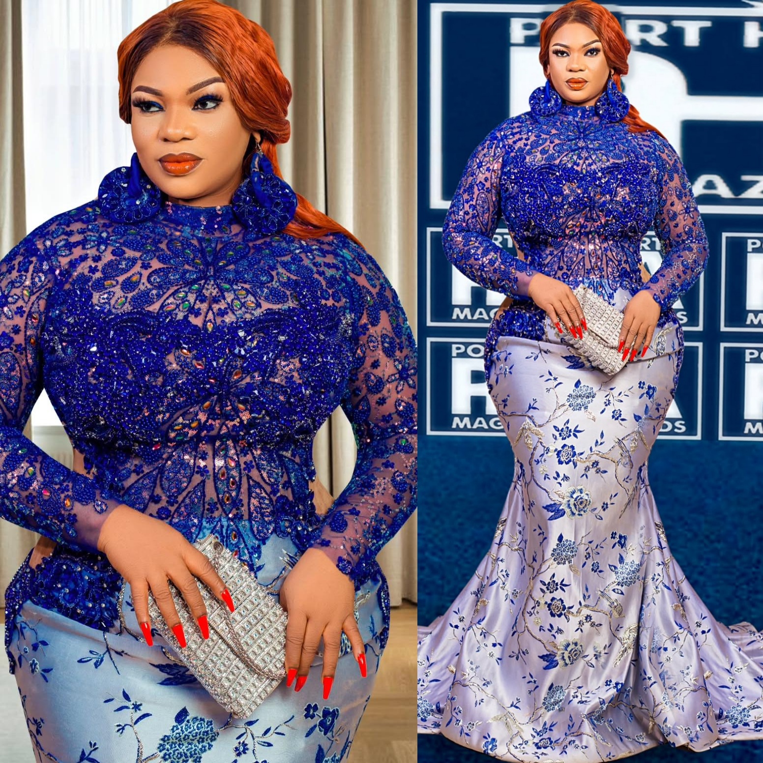 Aso Ebi Royal Blue Mermaid Prom Dress 2026 Evening Dress Lace Illusion Crystals Birthday Formal Women Pageant Party Gowns Long Dinner Dresses ZJ080
