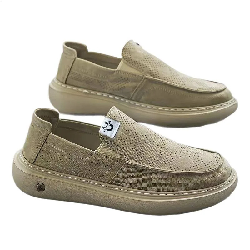 Mens Summer Breathable Casual Shoes Thin Mesh Soft Bottom Sports SlipOn Loafers round Toe Flat Heel Pure Color Rubber Outsole 260626 - view 6