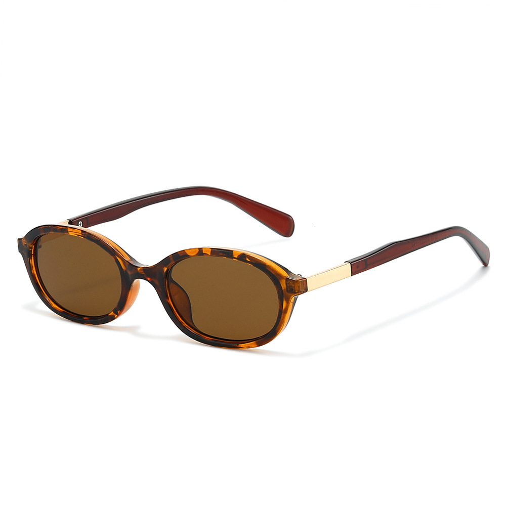 2026 New Vintage Oval European And American Simple Fashion Versatile Small Frame Plain Lens Export Sunglasses - view 5