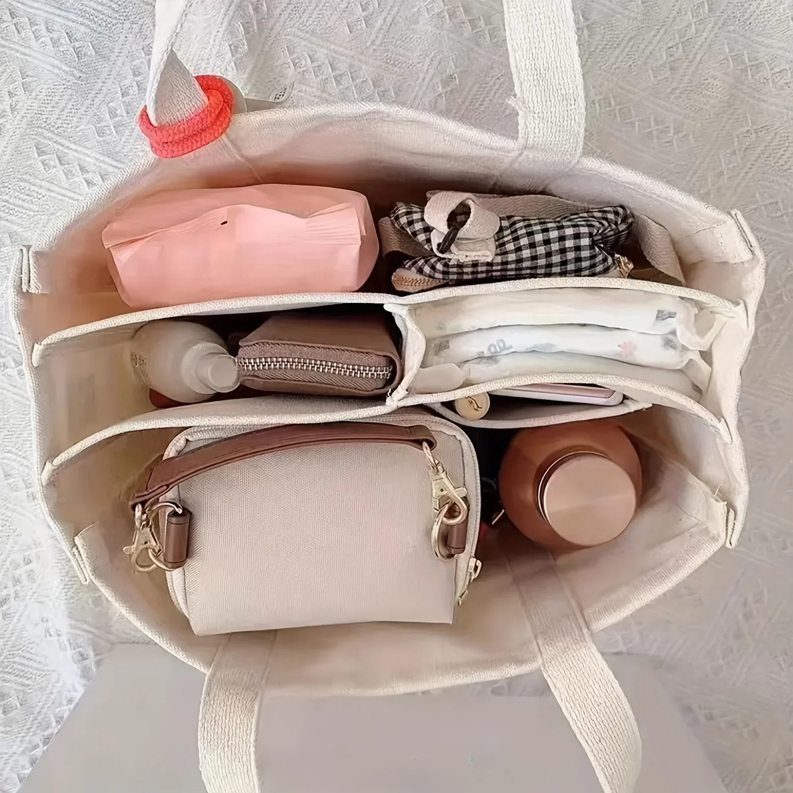 Ladies Canvas Handbag Multi Pocket Large Capacity Tote Bag Adjustable Shoulder Strap Casual Shoulder Shopping Bag 260625 - view 7