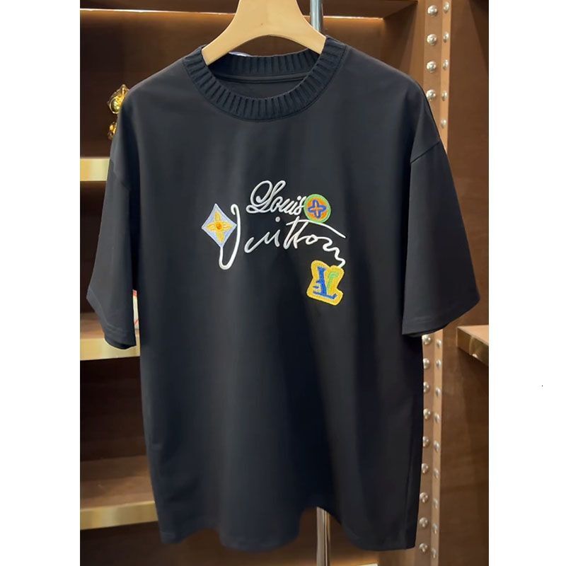 2026Summer Letter Clover Embroidery Slightly Elastic Simple Men's Round Neck Couple T-Shirt Trendy Fashion Short Sleeve Stylish - view 5