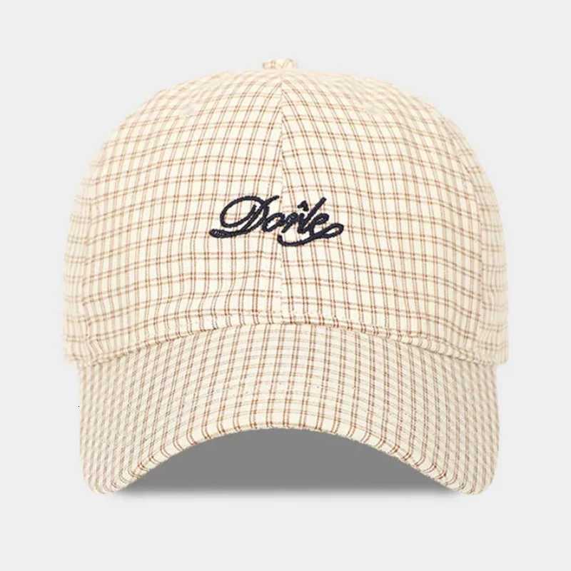 Letter Plaid Korean Embroidered Style Baseball Summer Versatile Wide Brim Soft Top Hat Face Slimming Effect M260626 - view 6