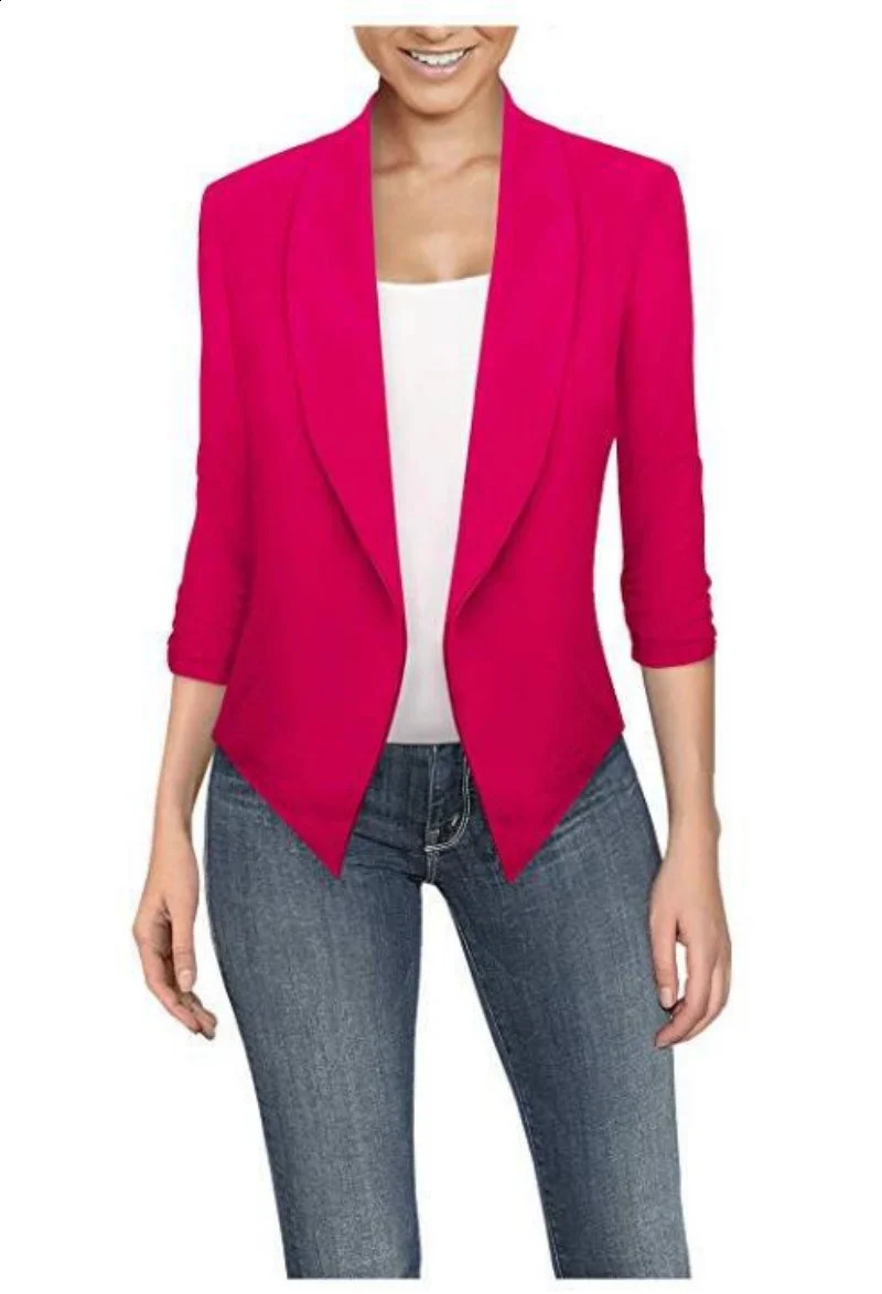 Big Size Slim Women Blazers Fashion Spring Jacket Female Work Office Solid Pocket Notched Blazer Feminino Coat 260626 - view 6