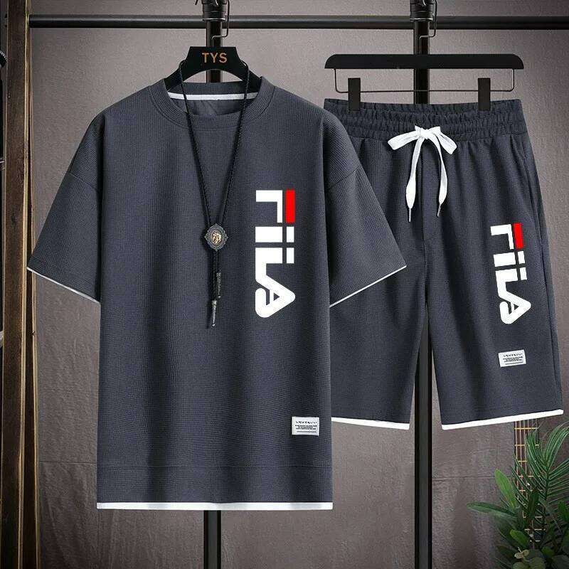 2026 Summer Men's Casual T-shirt+Shorts Waffle Fashion Short Sleeve Shorts Two sets of Sports Loose Set 26Y0626 - view 5
