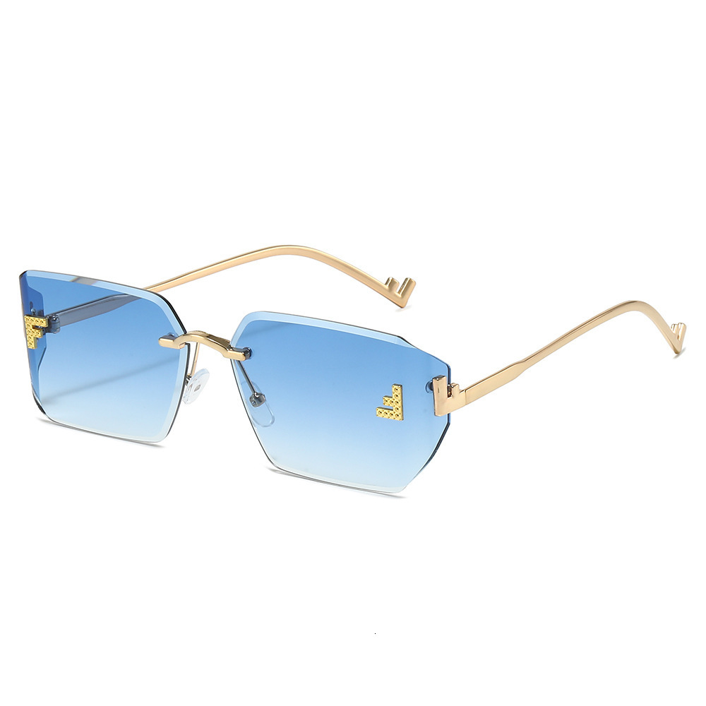 2026 New Model Metal Personality Sunglasses European And American Big Brand Diamond-Embellished Letter F Women's Versatile Eyewear