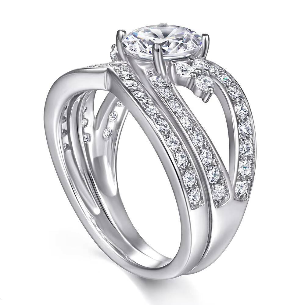 Factory Jewelrys Stylish 925 Sterling Silver Gemstone Ring 18K Gold Plated 5A Moissaniteia Moissanite Inlay for Weddings Parties - view 3