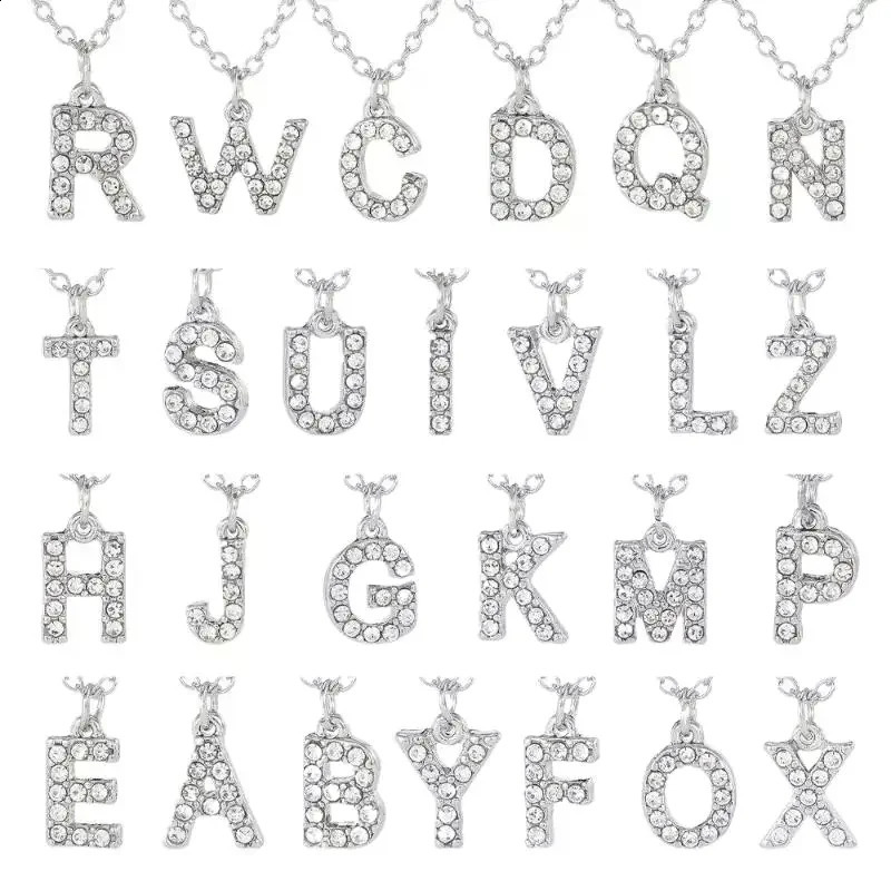 Fashion Shining AZ Letter Pendant Charm Necklace 26 Initial Alphabet Name Clavicle Chain Party Jewelry Gift 260615 - view 6
