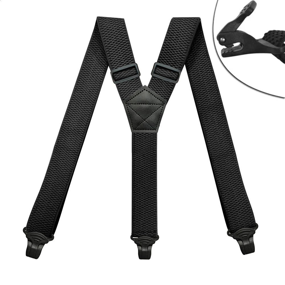 Heavy Duty Suspenders for Men Work Outdoor 38cm15inch Y-back 3 Plastic Clips Adjustable Elastic Trouser Braces Strap Belt 260626