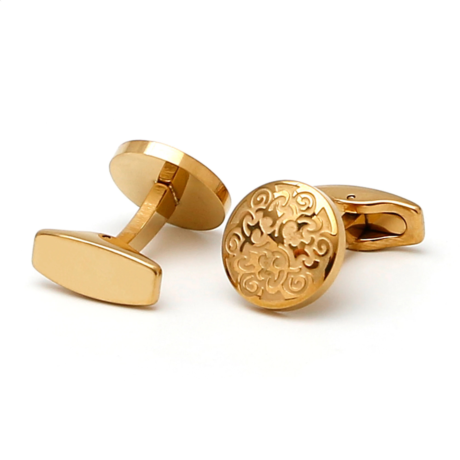 Cufflinks for Men TOMYE XK23044 Cute Pattern Golden Stainless Steel Round Dress Shirt Cuff Links Jewelry 260626 - view 5