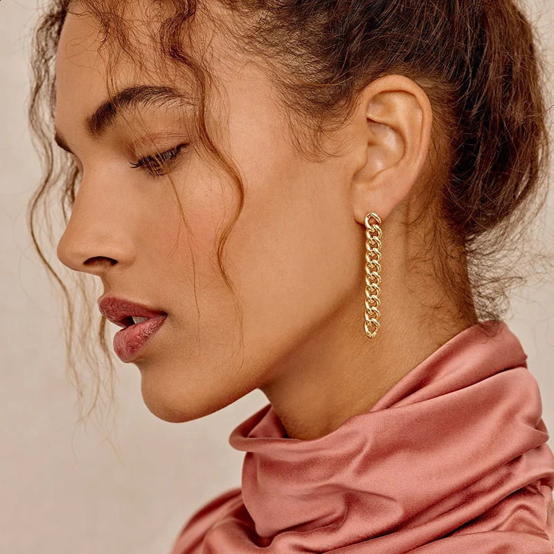 925 Sterling Silver Needle Exquisite Zircon Tassel Chain Stud Earrings for Women Gold Drop Piercing Earrings INS Female Jewelry 260625 - view 7