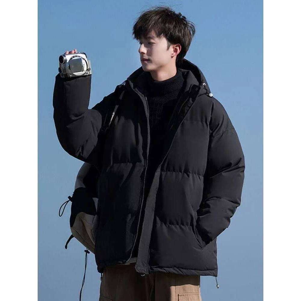 Men's Winter Solid Color Warm Hooded Jacket Thickened Loose Coat Windproof Fabric Comfortable Daily Wear Retro Casual Outerwear J260626 - view 6