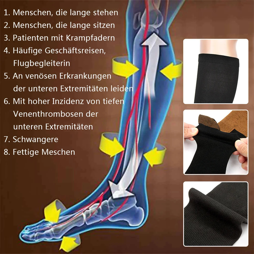 15 Pairs Copper Compression Socks High Unisex Graduated Pressure Stockings Anti Fatigue Pain Relief Sports Travel 260622 - view 6
